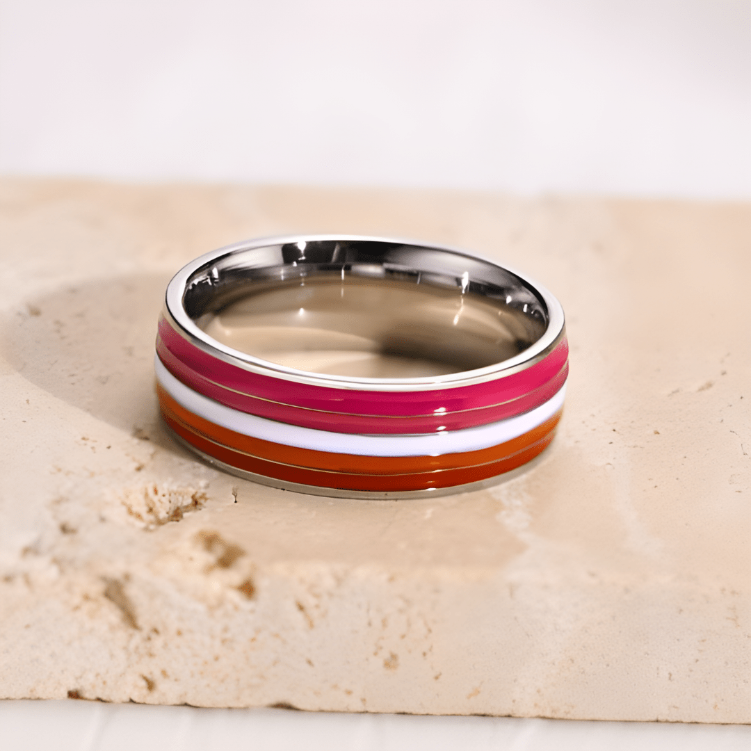 Sunset Lesbian Sterling Silver Pride Ring - Rose Gold Co. Shop