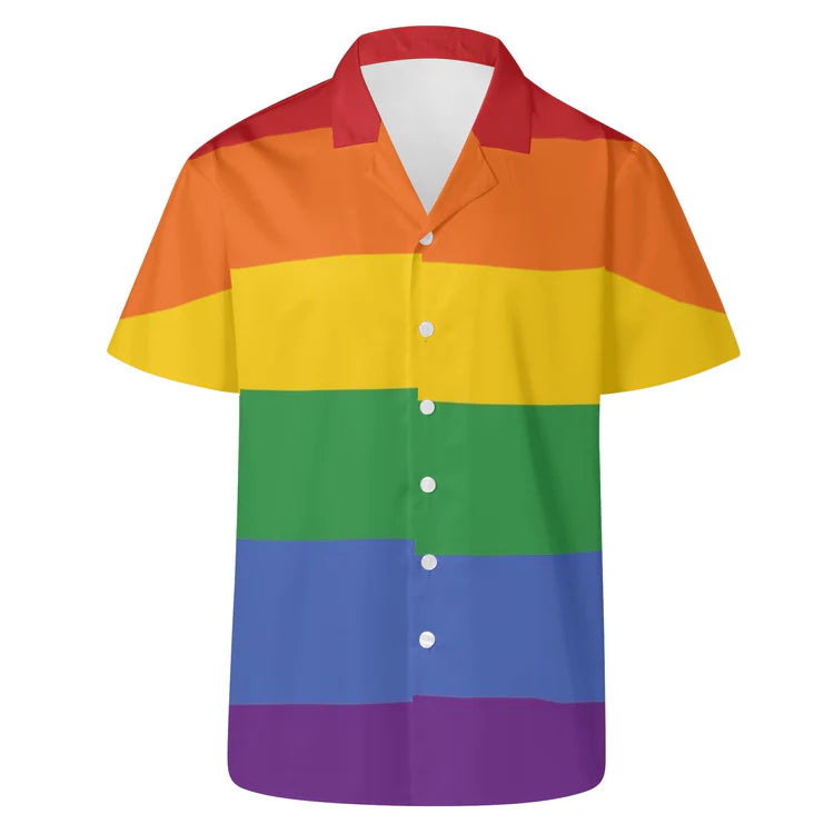 Rainbow LGBT Pride Striped Hawaiian Shirt