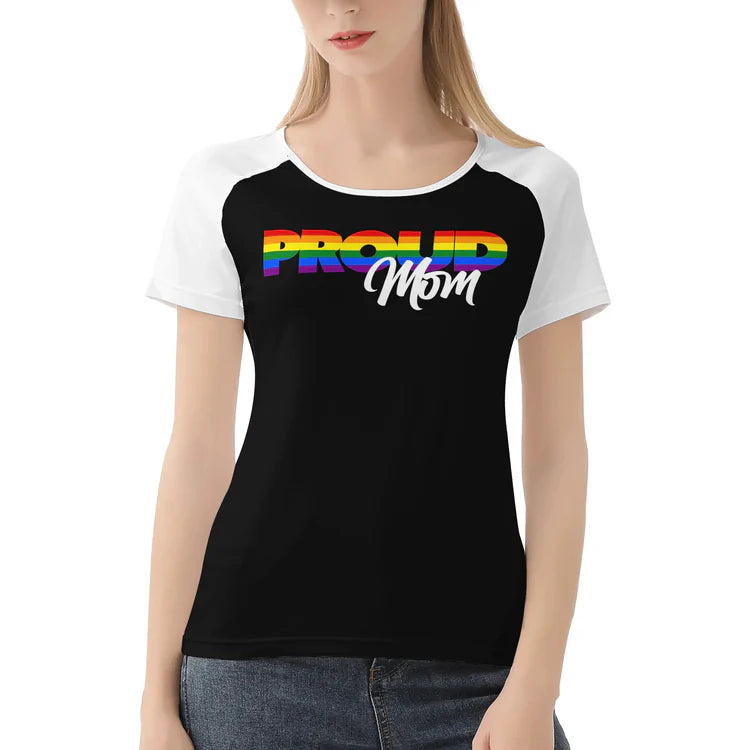 Proud Mom Rainbow Baseball T-shirt Unisex 3/4 Sleeve Raglan Shirt | Tultex 245