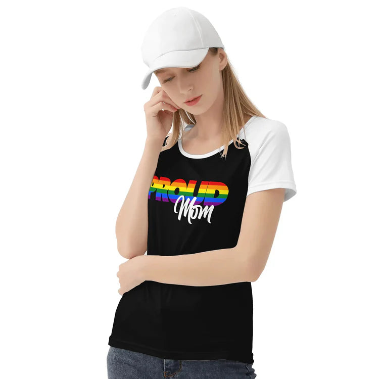 Proud Mom Rainbow Baseball T-shirt Unisex 3/4 Sleeve Raglan Shirt | Tultex 245