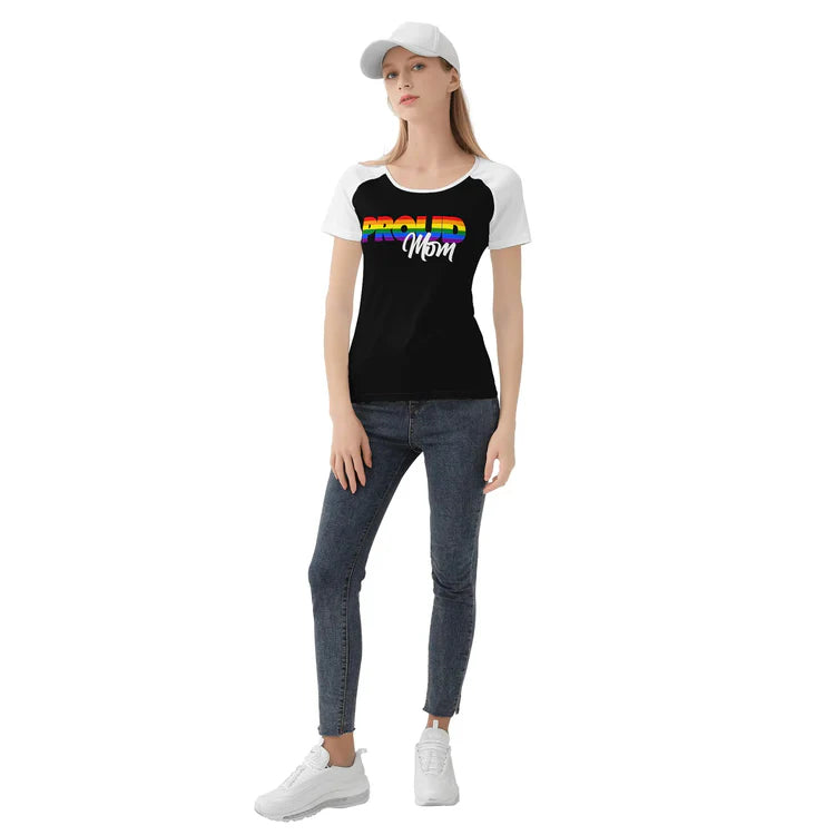 Proud Mom Rainbow Baseball T-shirt Unisex 3/4 Sleeve Raglan Shirt | Tultex 245
