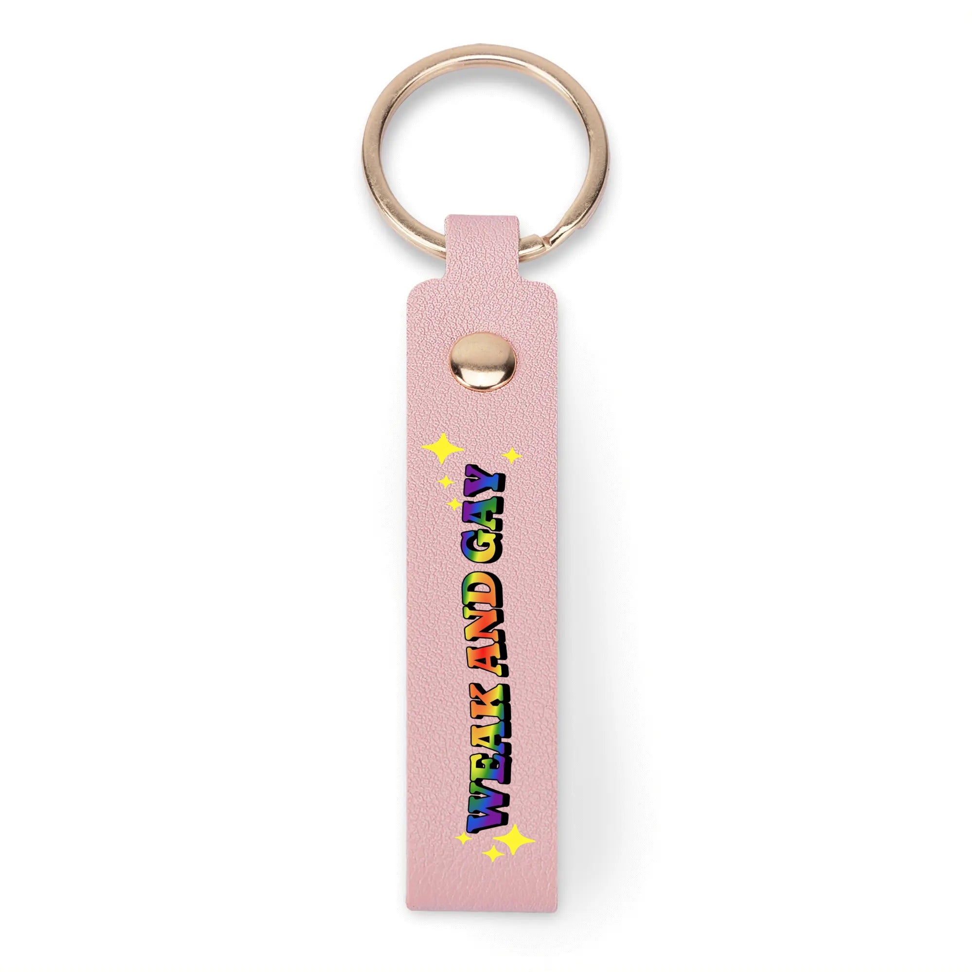 LGBT_Pride-Weak and Gay Republican Leather Loop Keychain - Rose Gold Co. Shop