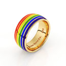 Gold Rainbow Classic Sterling Silver Pride Ring - Rose Gold Co. Shop