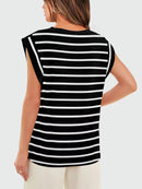 LGBT_Pride-Striped Round Neck Cap Sleeve T-Shirt - Rose Gold Co. Shop