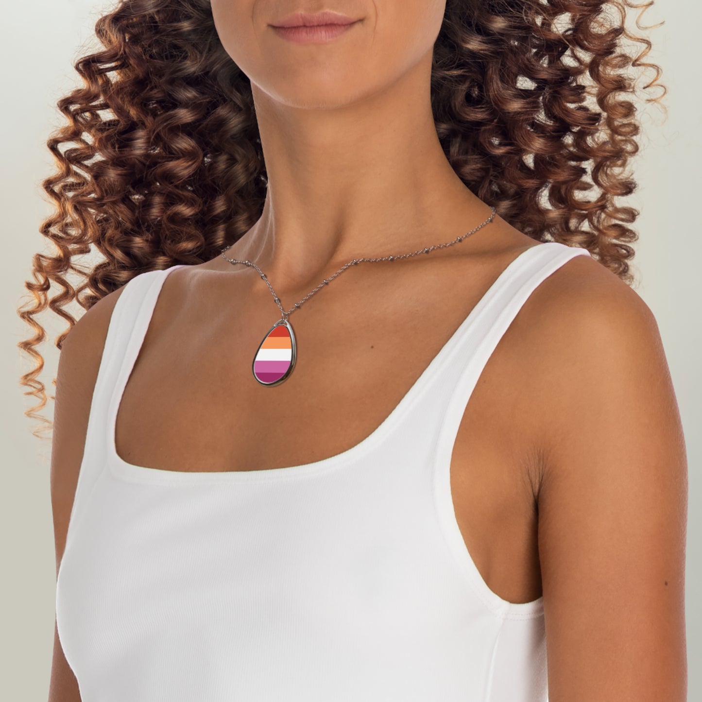 Lesbian Pride Oval Necklace