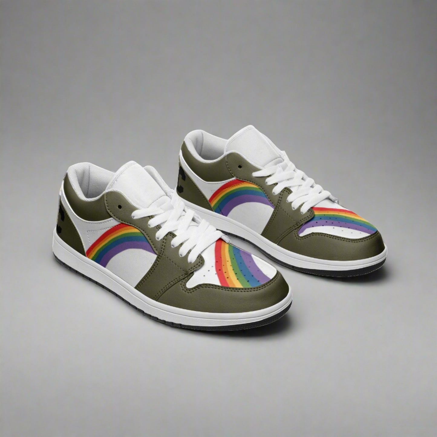 LGBT_Pride-Rainbow LGBT Pride Low Top OLIVE GREEN Unisex Sneakers - Rose Gold Co. Shop