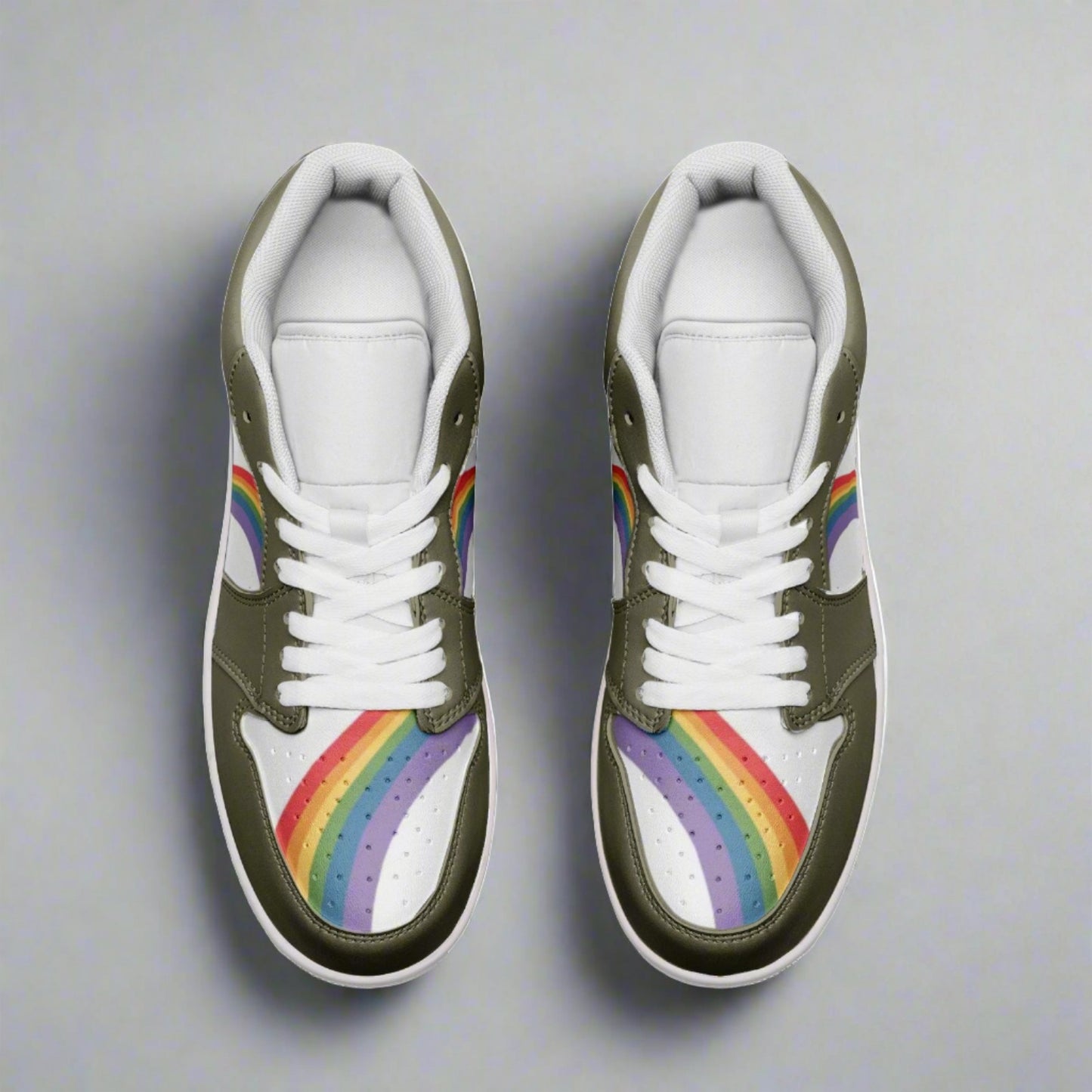 LGBT_Pride-Rainbow LGBT Pride Low Top OLIVE GREEN Unisex Sneakers - Rose Gold Co. Shop