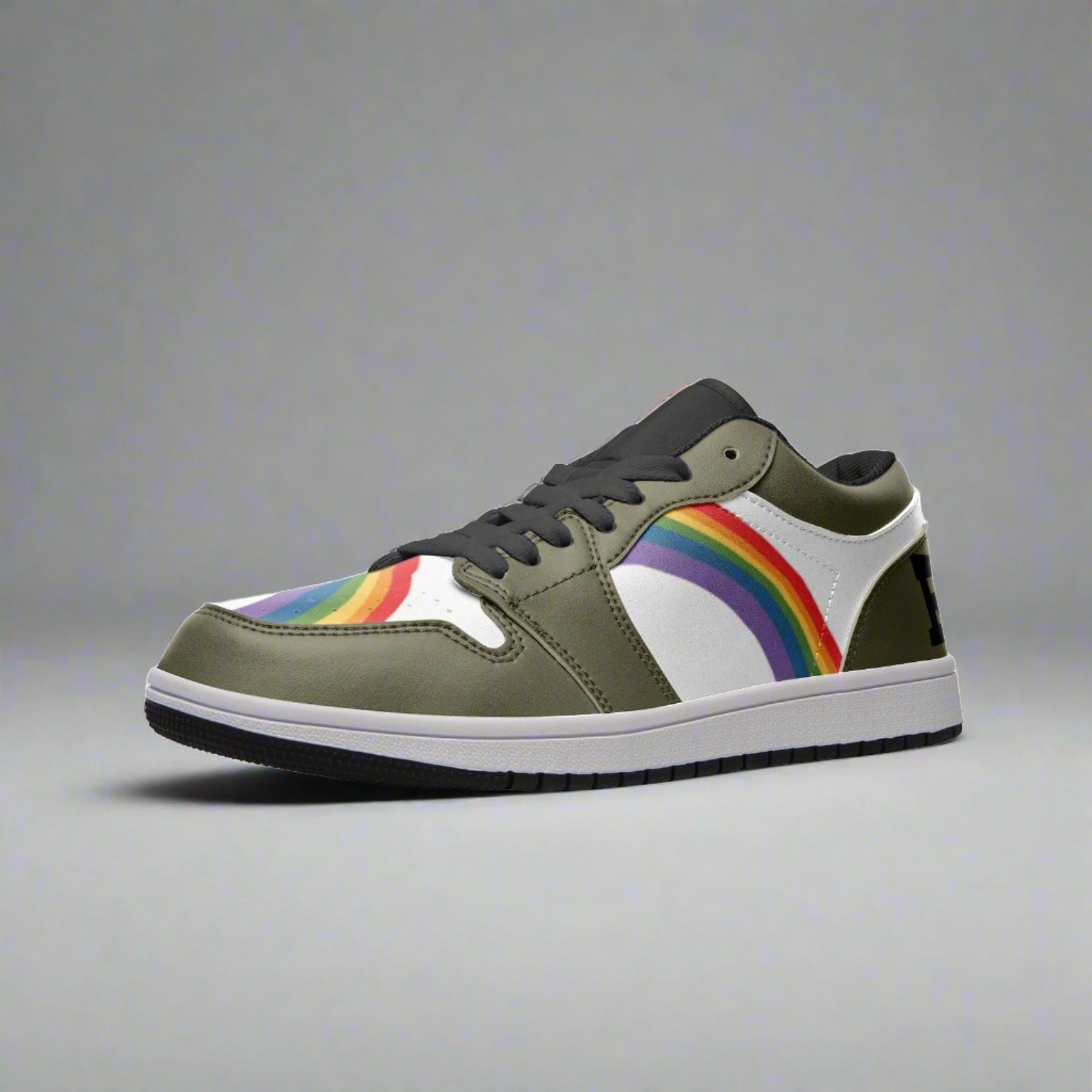 LGBT_Pride-Rainbow LGBT Pride Low Top OLIVE GREEN Unisex Sneakers - Rose Gold Co. Shop