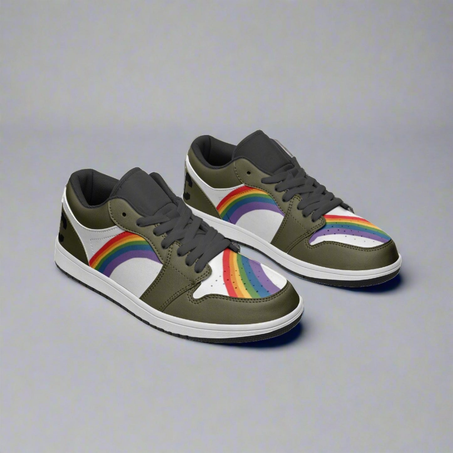 LGBT_Pride-Rainbow LGBT Pride Low Top OLIVE GREEN Unisex Sneakers - Rose Gold Co. Shop