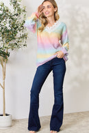 LGBT_Pride-BiBi Rainbow Gradient Crochet Deetail Sweater - Rose Gold Co. Shop