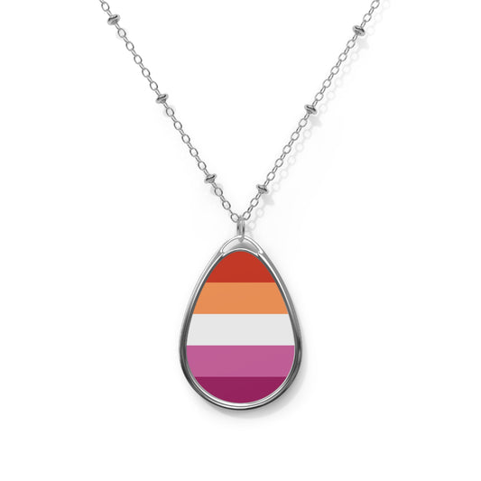 Lesbian Pride Oval Necklace