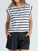 LGBT_Pride-Striped Round Neck Cap Sleeve T-Shirt - Rose Gold Co. Shop