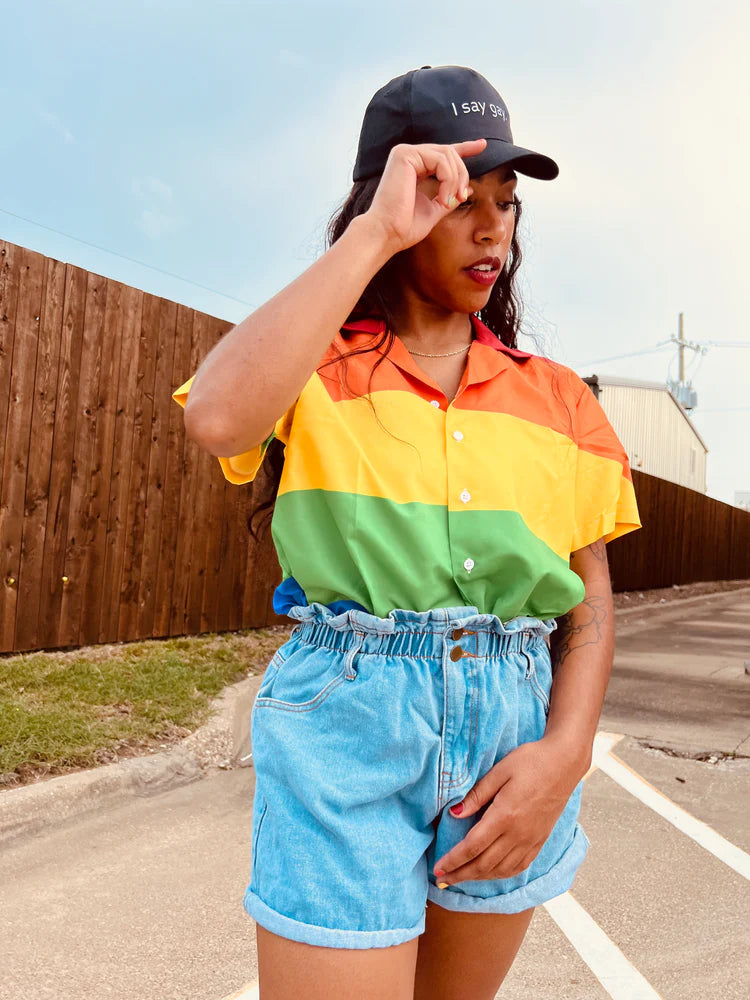 Rainbow LGBT Pride Striped Hawaiian Shirt