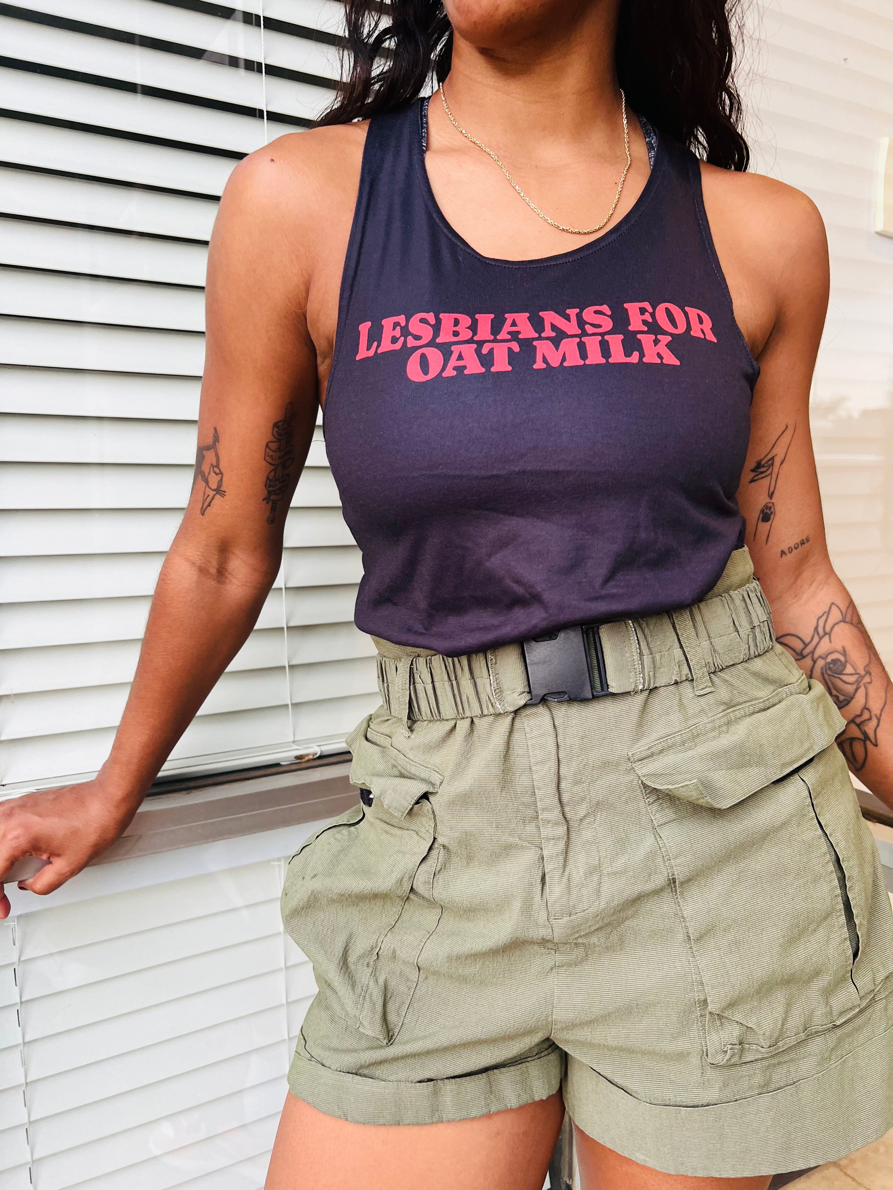 LGBT_Pride-Lesbians For Oat Milk Funny Tank top - Rose Gold Co. Shop