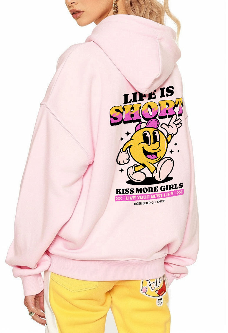 Life is Short Kiss More Girls Premium WLW Hoodie