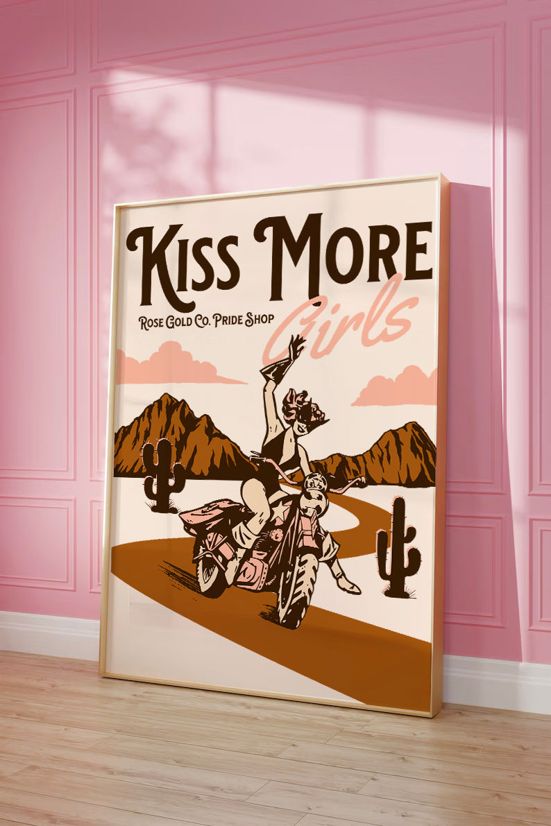 Kiss More Girls Western Style WLW Poster