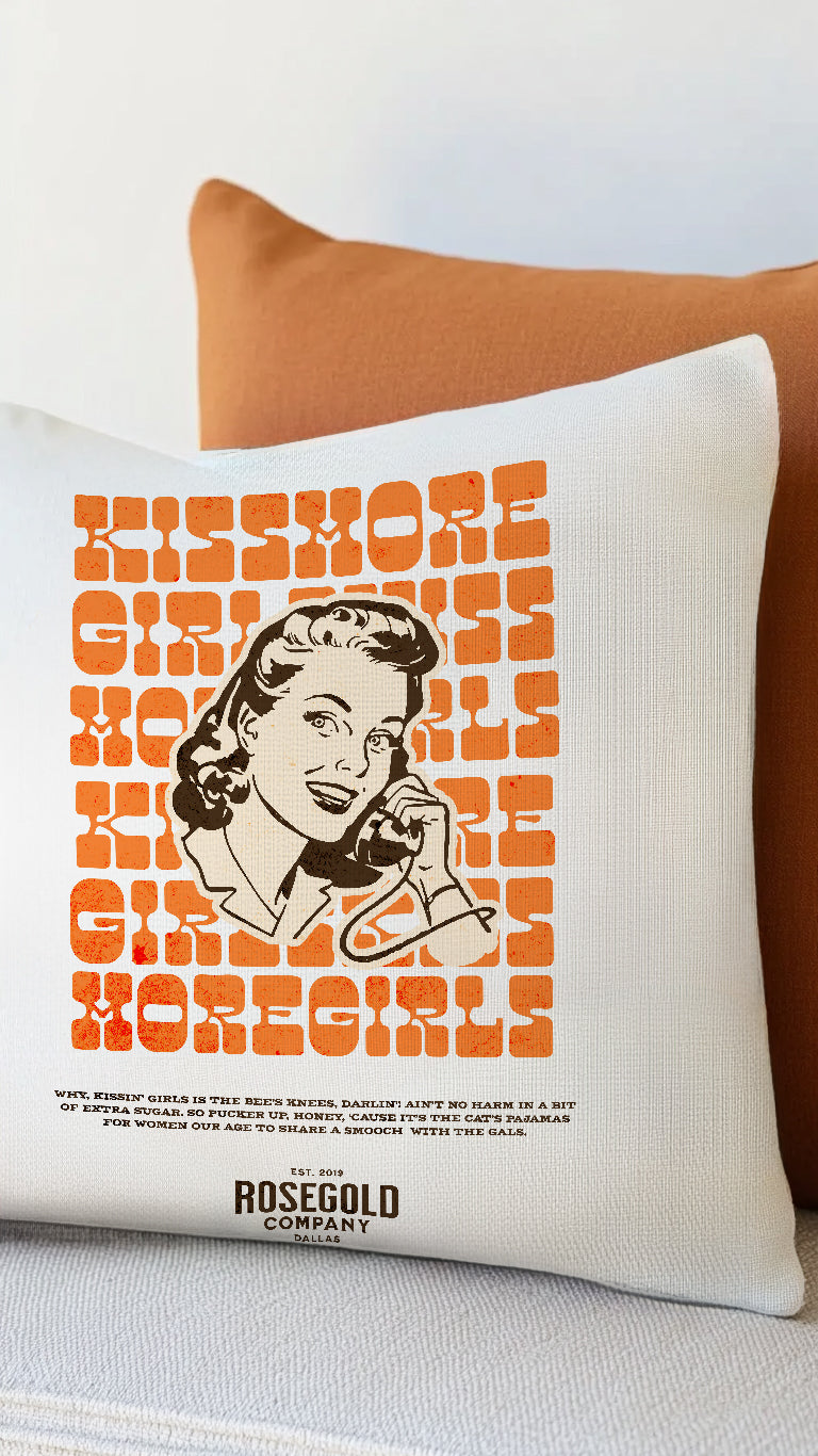 Kiss More Girls Western Throw Pillow