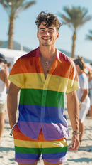 LGBT_Pride-Rainbow LGBT Pride Striped Hawaiian Shirt - Rose Gold Co. Shop