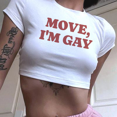 LGBT_Pride-MOVE, I'm Gay Crop Tee - Rose Gold Co. Shop