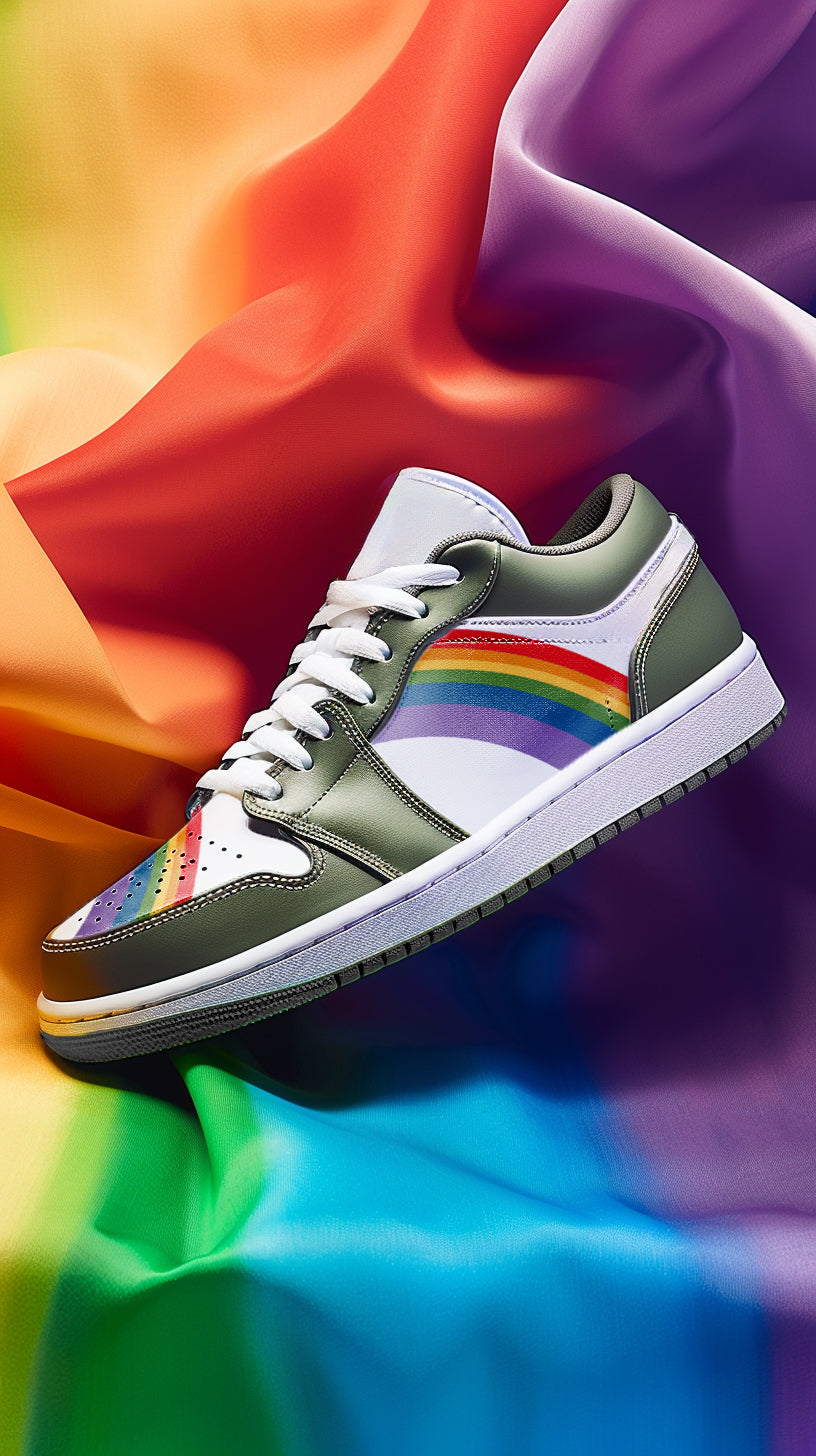 LGBT_Pride-Rainbow LGBT Pride Low Top OLIVE GREEN Unisex Sneakers - Rose Gold Co. Shop
