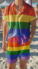 LGBT_Pride-Rainbow LGBT Pride Striped Hawaiian Shirt - Rose Gold Co. Shop