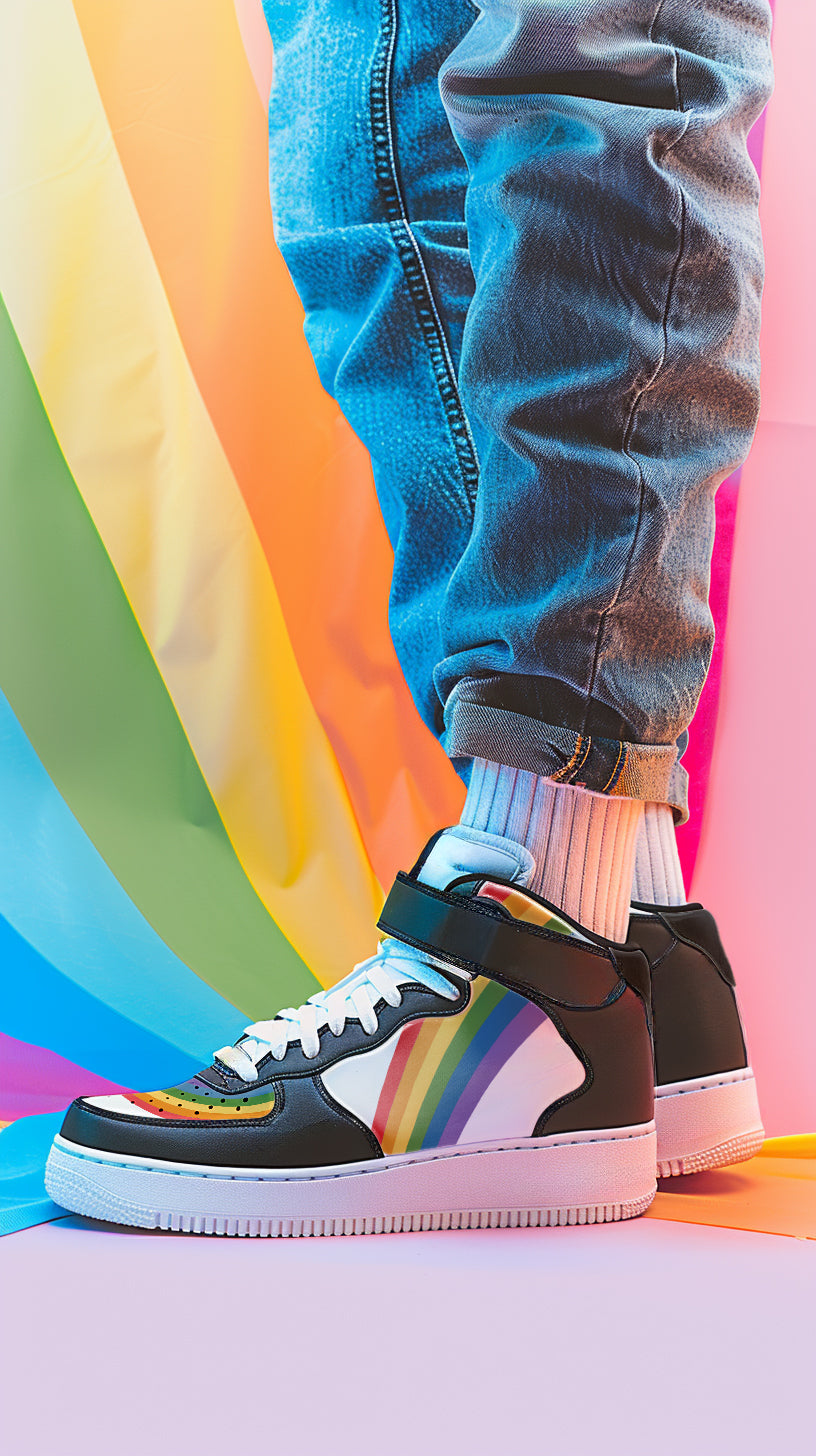 LGBT_Pride-DUNK Style Hightop Rainbow Pride Unisex Sneakers - Rose Gold Co. Shop