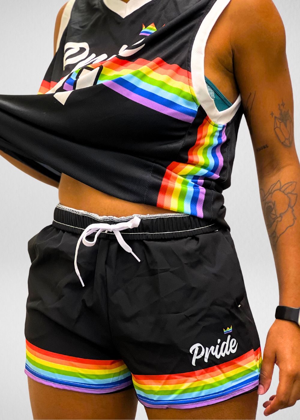 Black Rainbow Pride Athletic Shorts