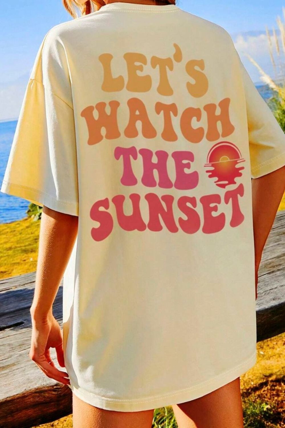 LGBT_Pride-LET'S WATCH THE SUNSET Round Neck T-Shirt - Rose Gold Co. Shop
