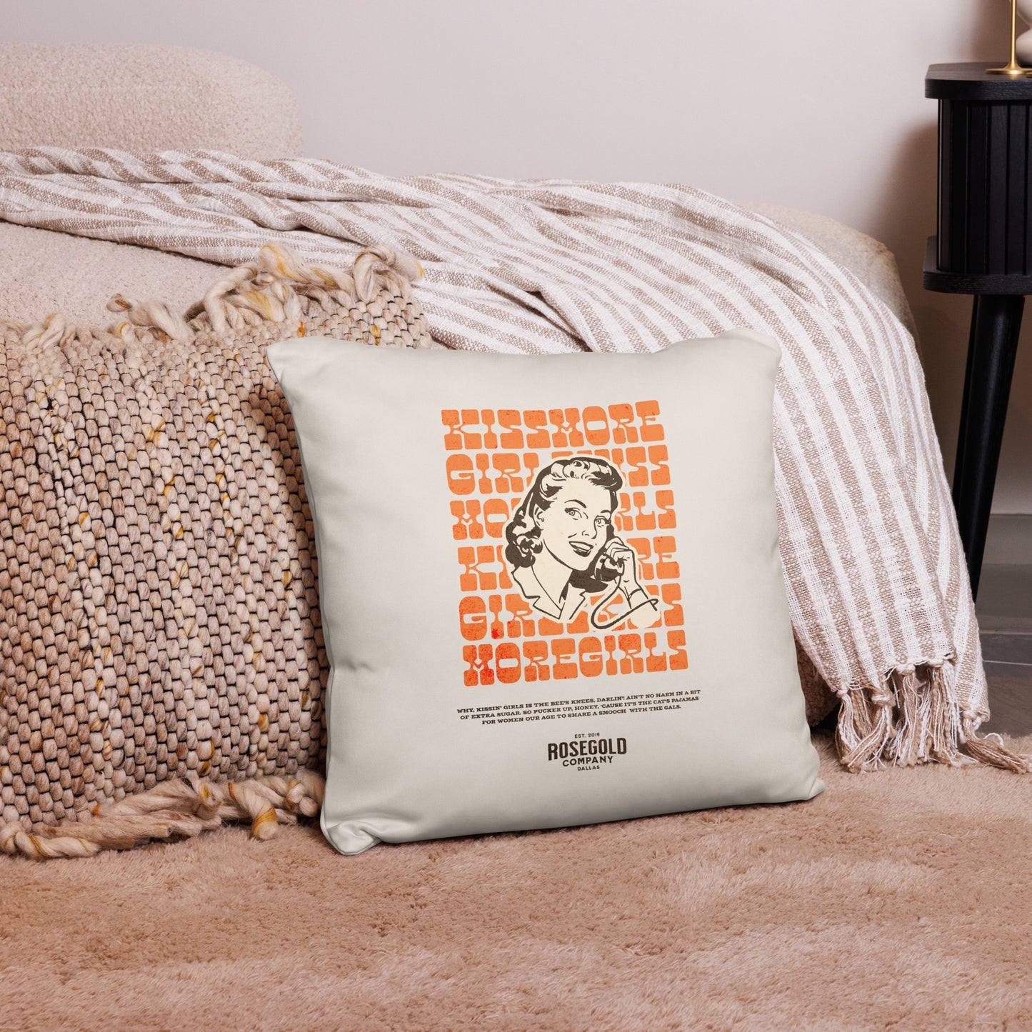 Kiss More Girls Western Throw Pillow