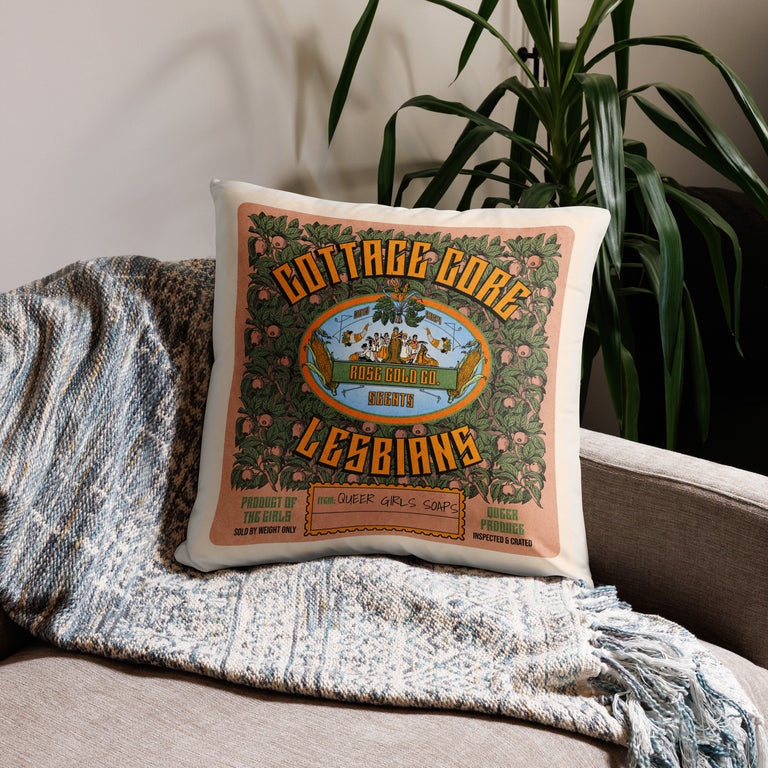 Queer Girls Soaps Cottage Core Throw Pillow