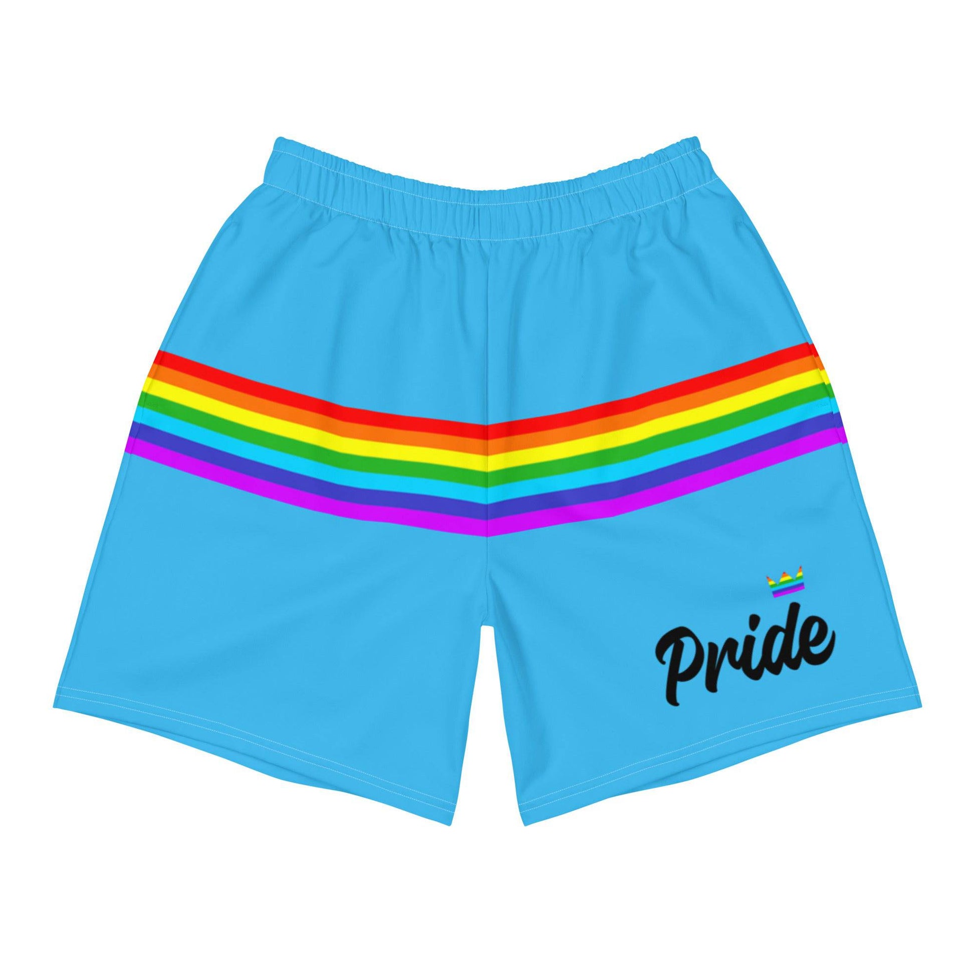 Rainbow Stripe Pride Shorts in Blue - Rose Gold Co. Shop