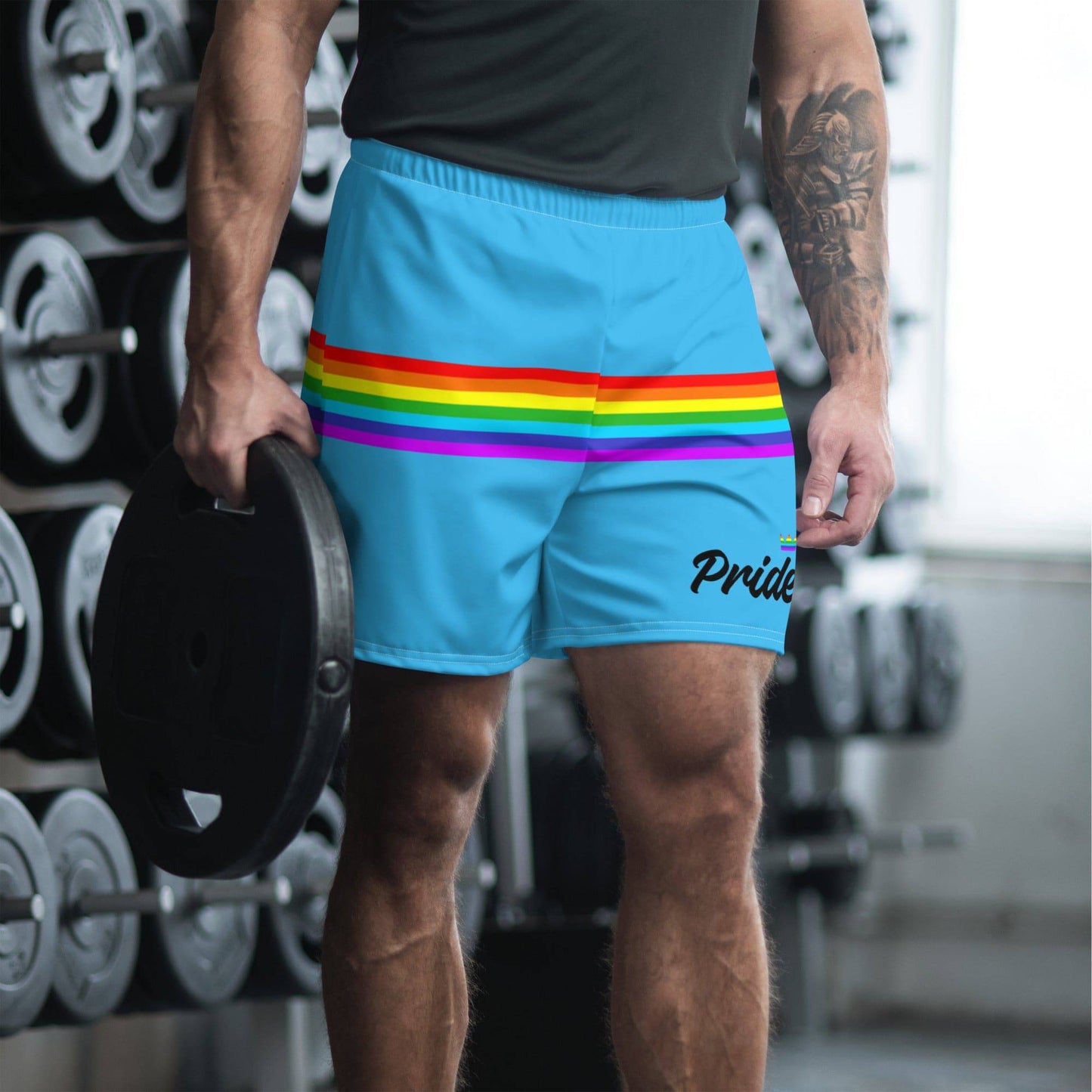 Rainbow Stripe Pride Shorts in Blue - Rose Gold Co. Shop