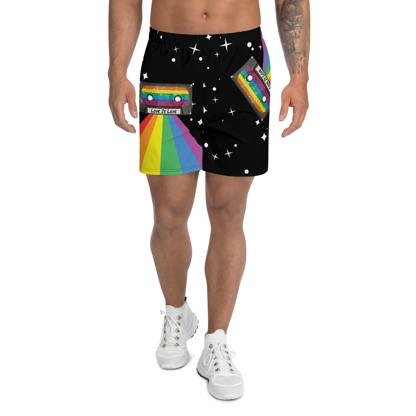 Vintage Rainbow Gay Pride Men's Recycled Athletic Shorts - Rose Gold Co. Shop