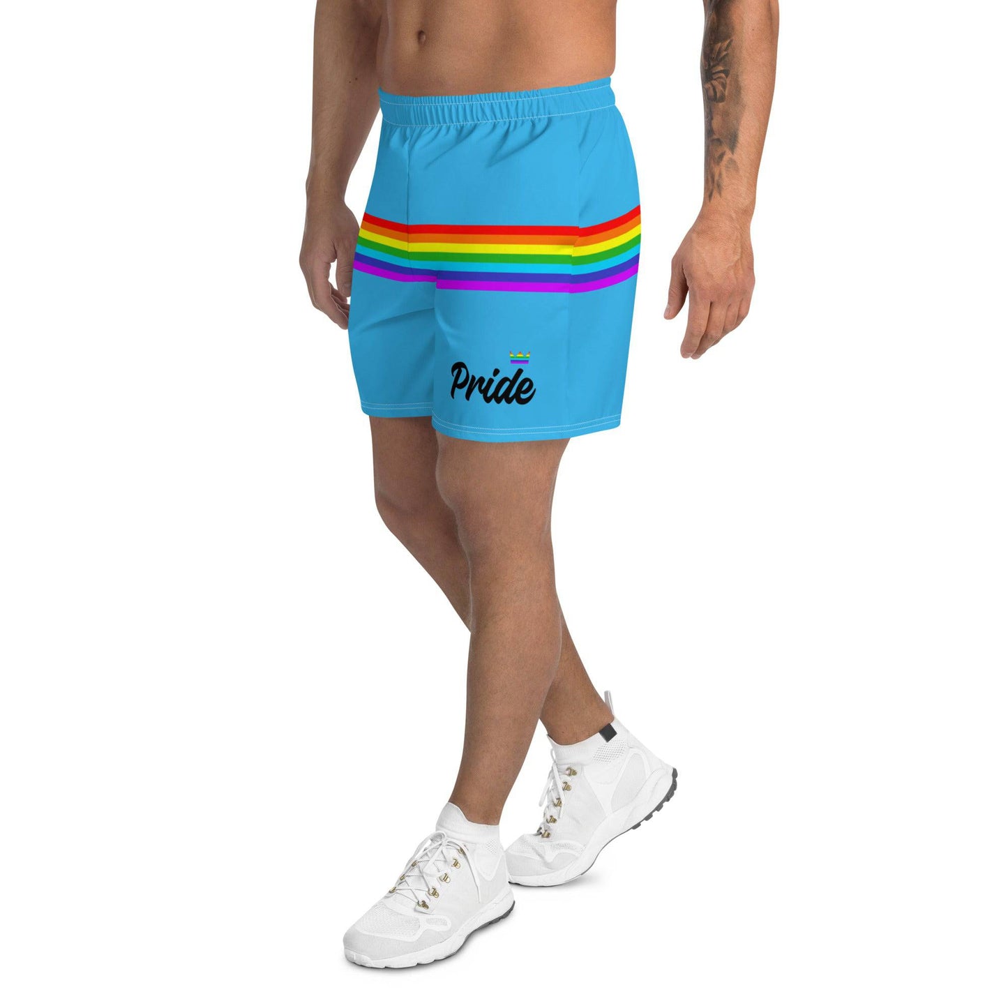 Rainbow Stripe Pride Shorts in Blue - Rose Gold Co. Shop