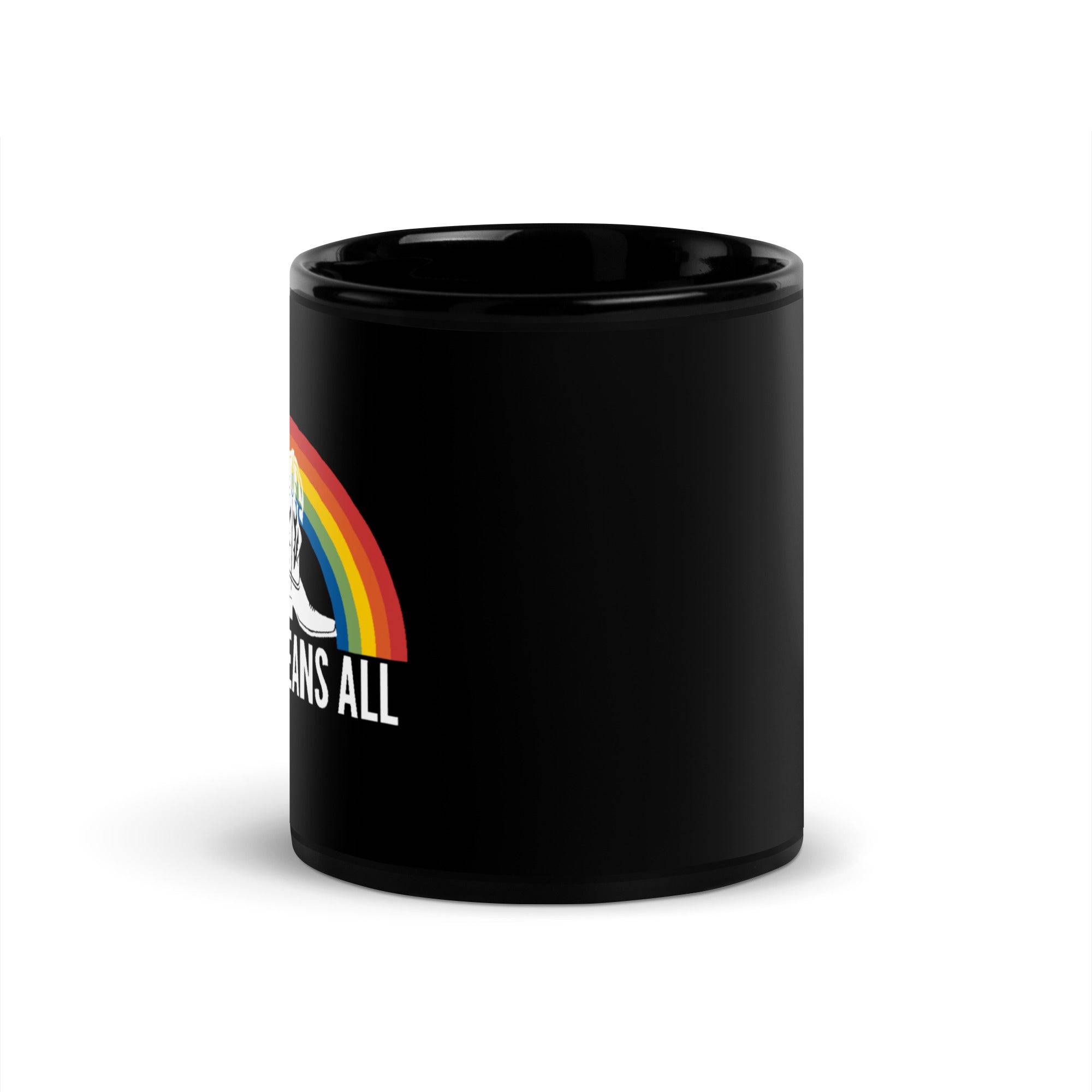 Y'all Means All Black Glossy Mug - Rose Gold Co. Shop