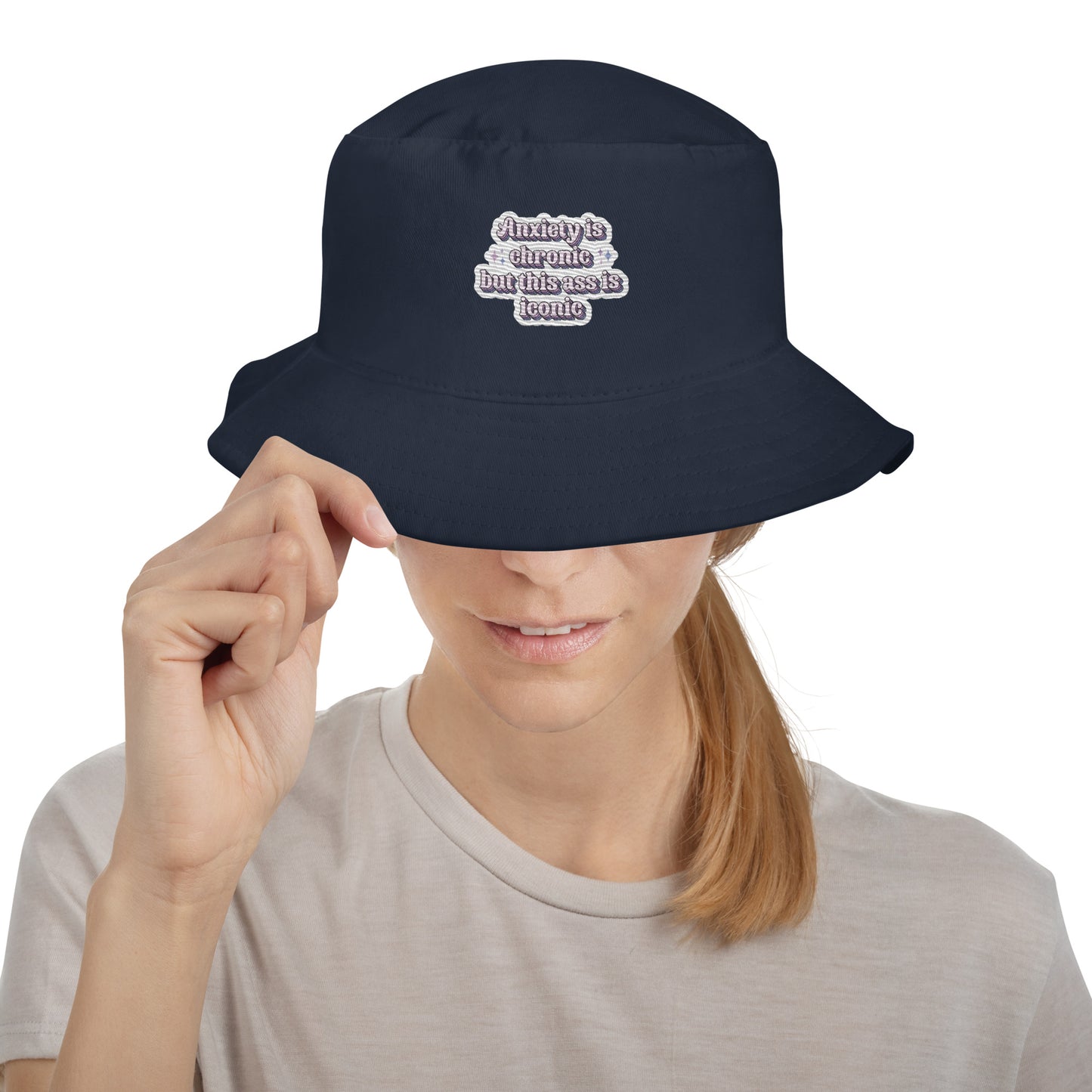 Anxiety is Chronic but this ass is iconic Premium Embriodered Bucket Hat