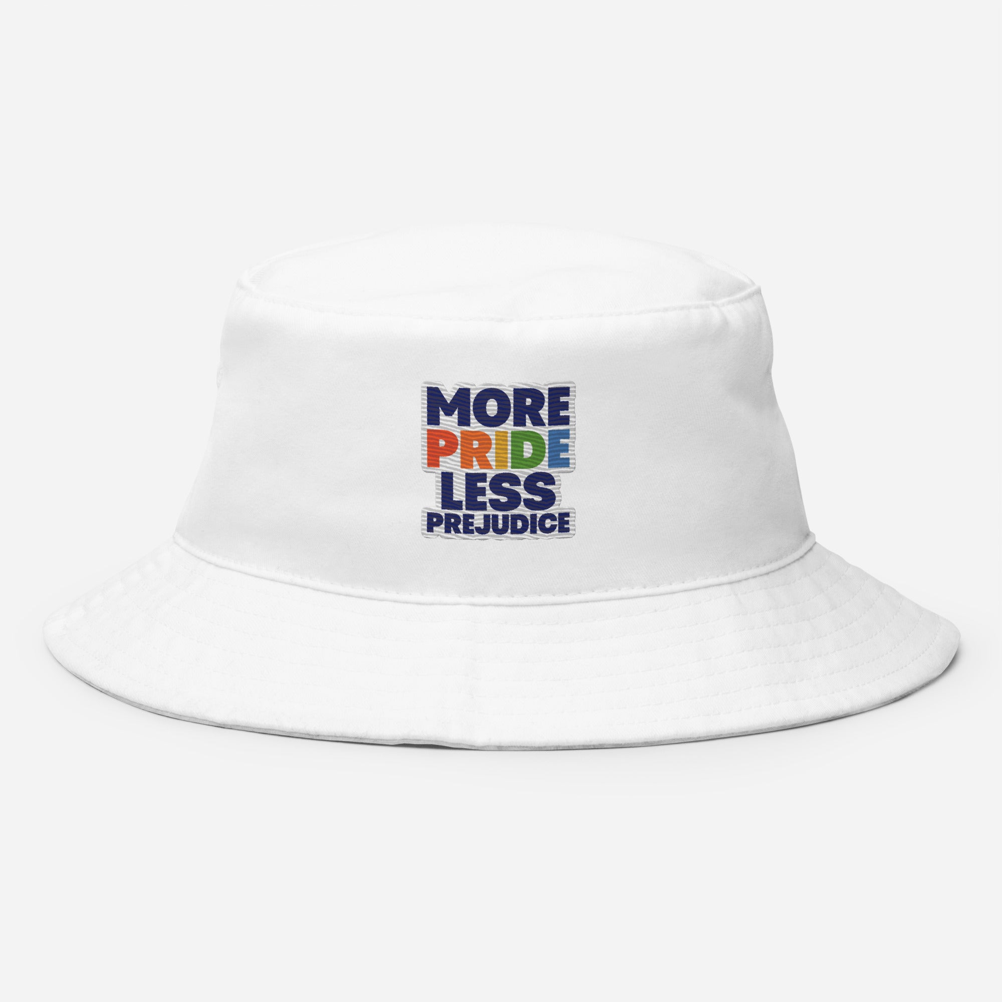 One size Front MORE PRIDE LESS PREJUDICE Premium Embriodered Bucket Hat