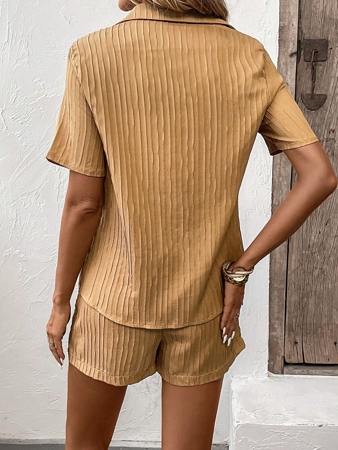 LGBT_Pride-Textured Button Up Shirt and Shorts Set - Rose Gold Co. Shop