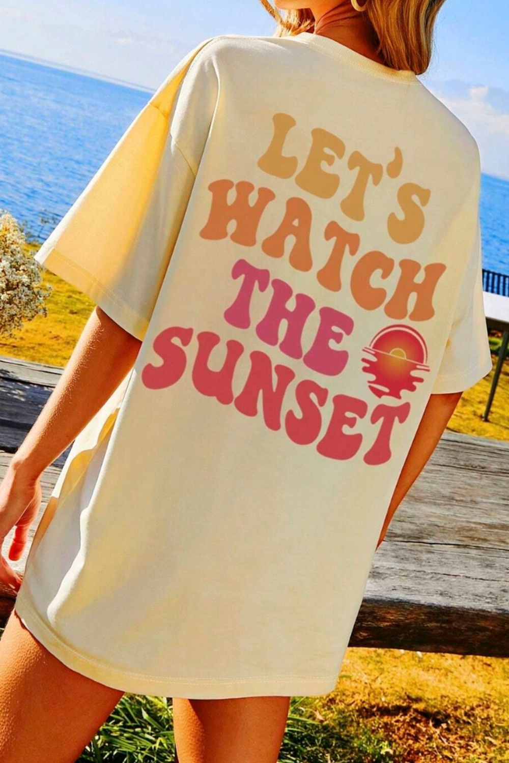 LGBT_Pride-LET'S WATCH THE SUNSET Round Neck T-Shirt - Rose Gold Co. Shop