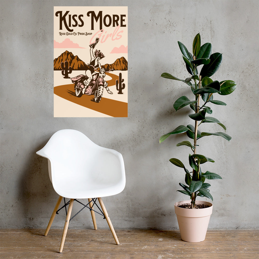 Kiss More Girls Western Style WLW Poster