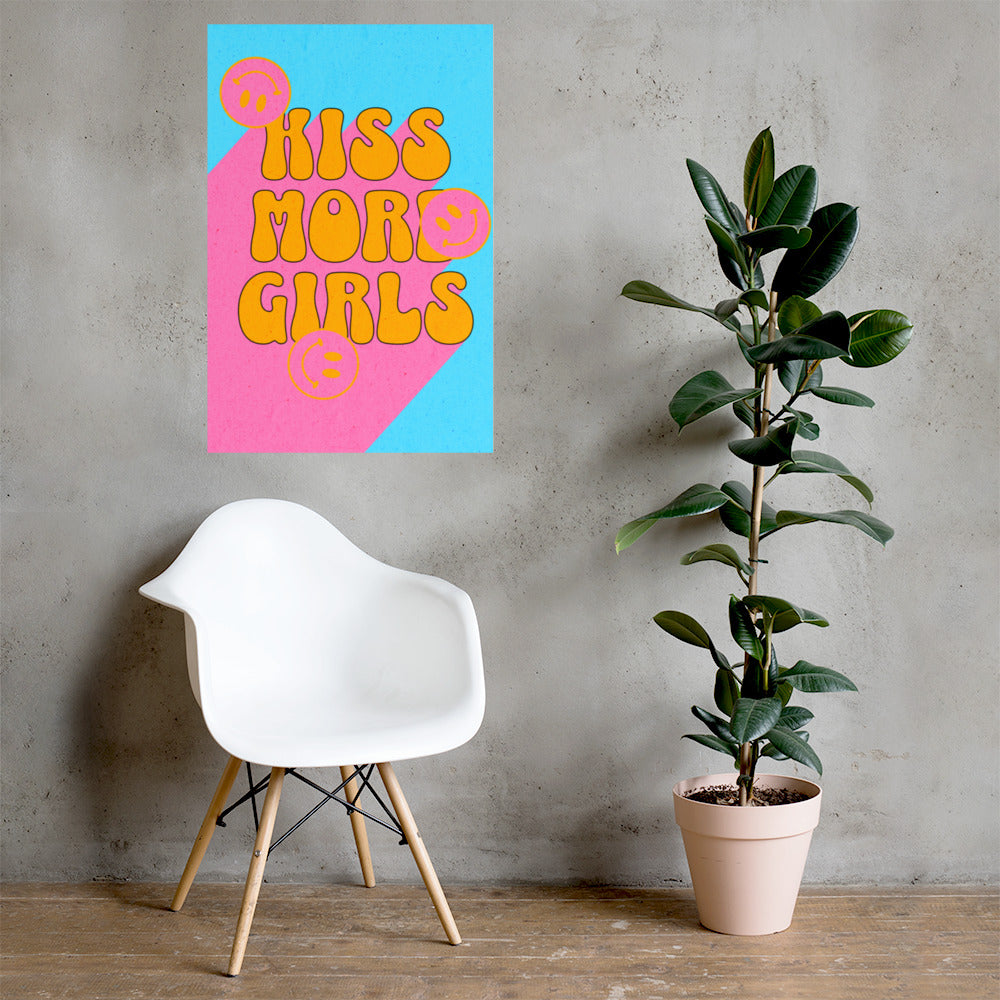 Kiss More Girls Groovy Poster