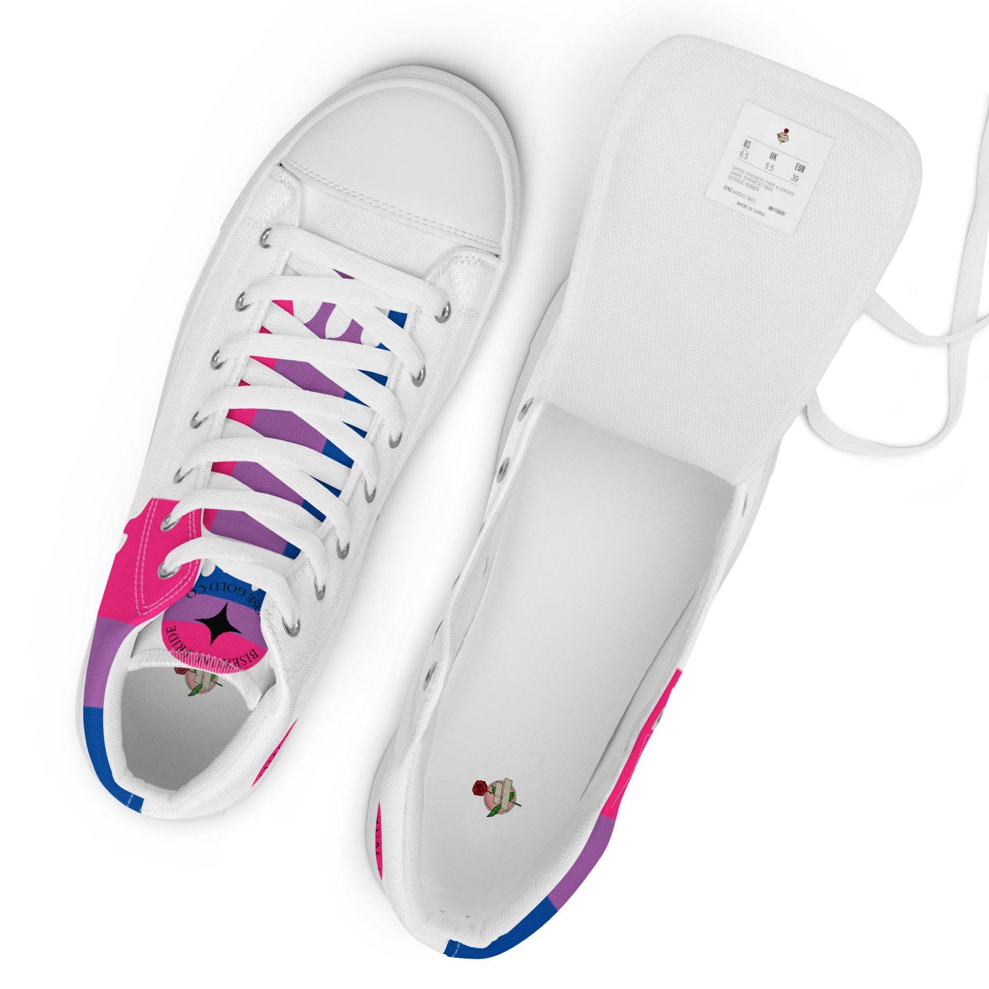 Bisexual Men’s high top Pride Shoes - Rose Gold Co. Shop