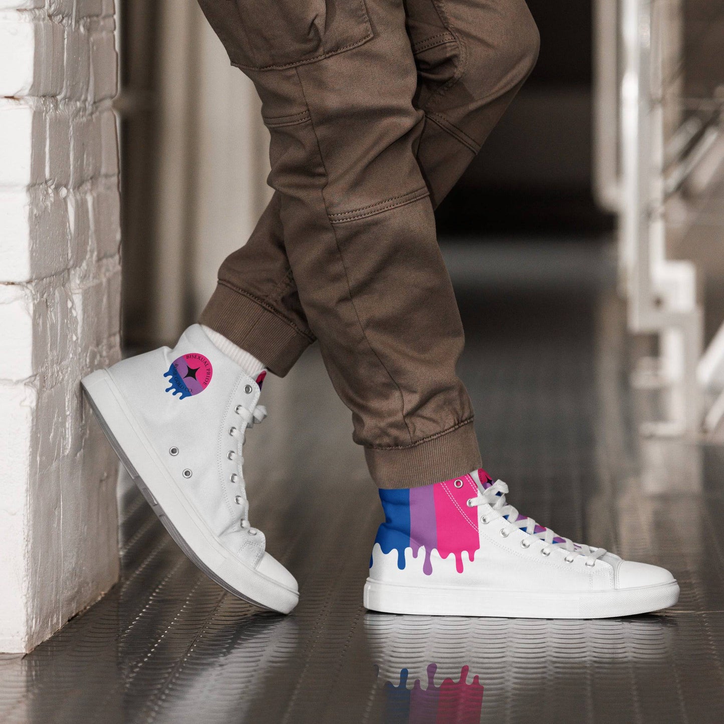 Bisexual Men’s high top Pride Shoes - Rose Gold Co. Shop