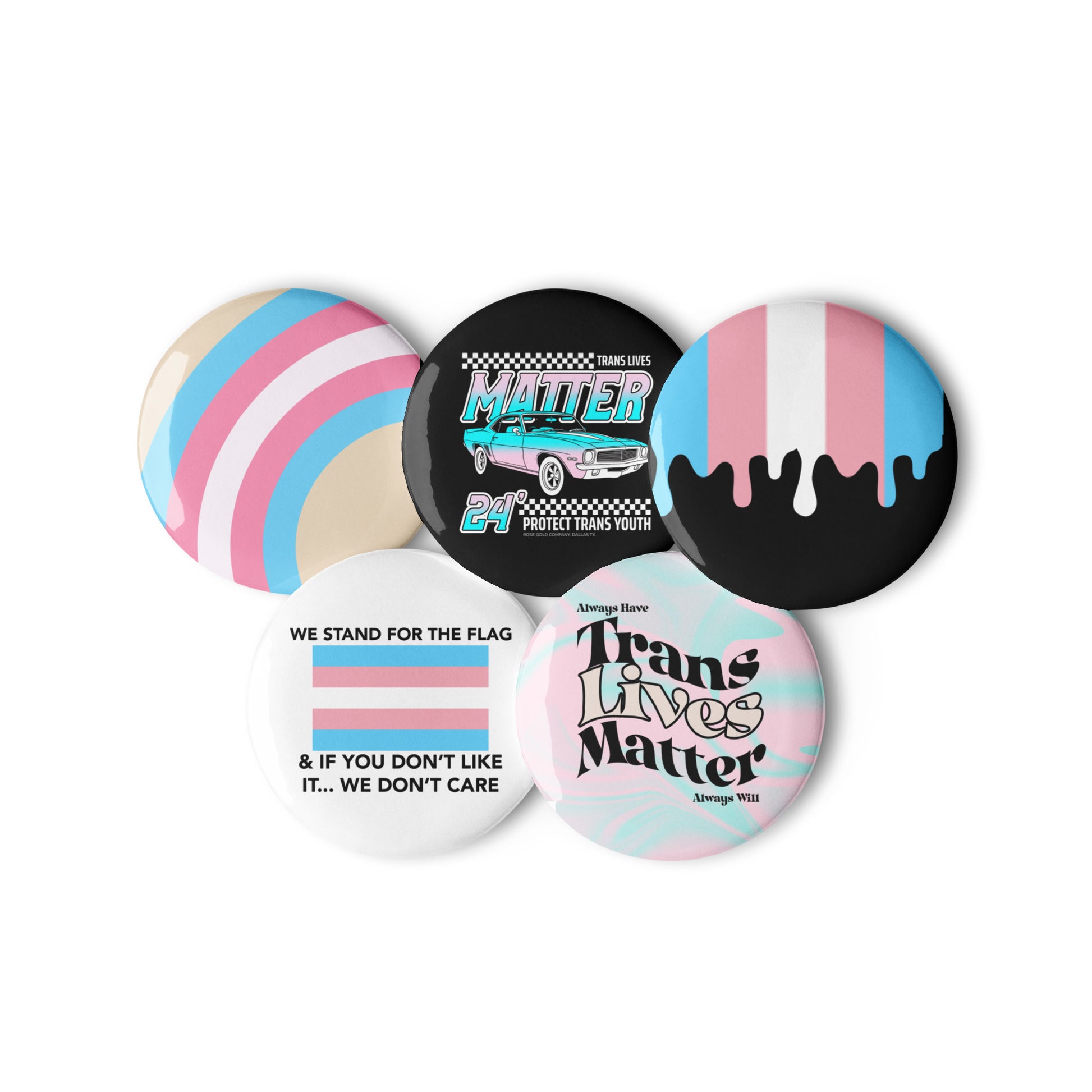 LGBT_Pride-Trans Pride 5 Pack Pins - Rose Gold Co. Shop