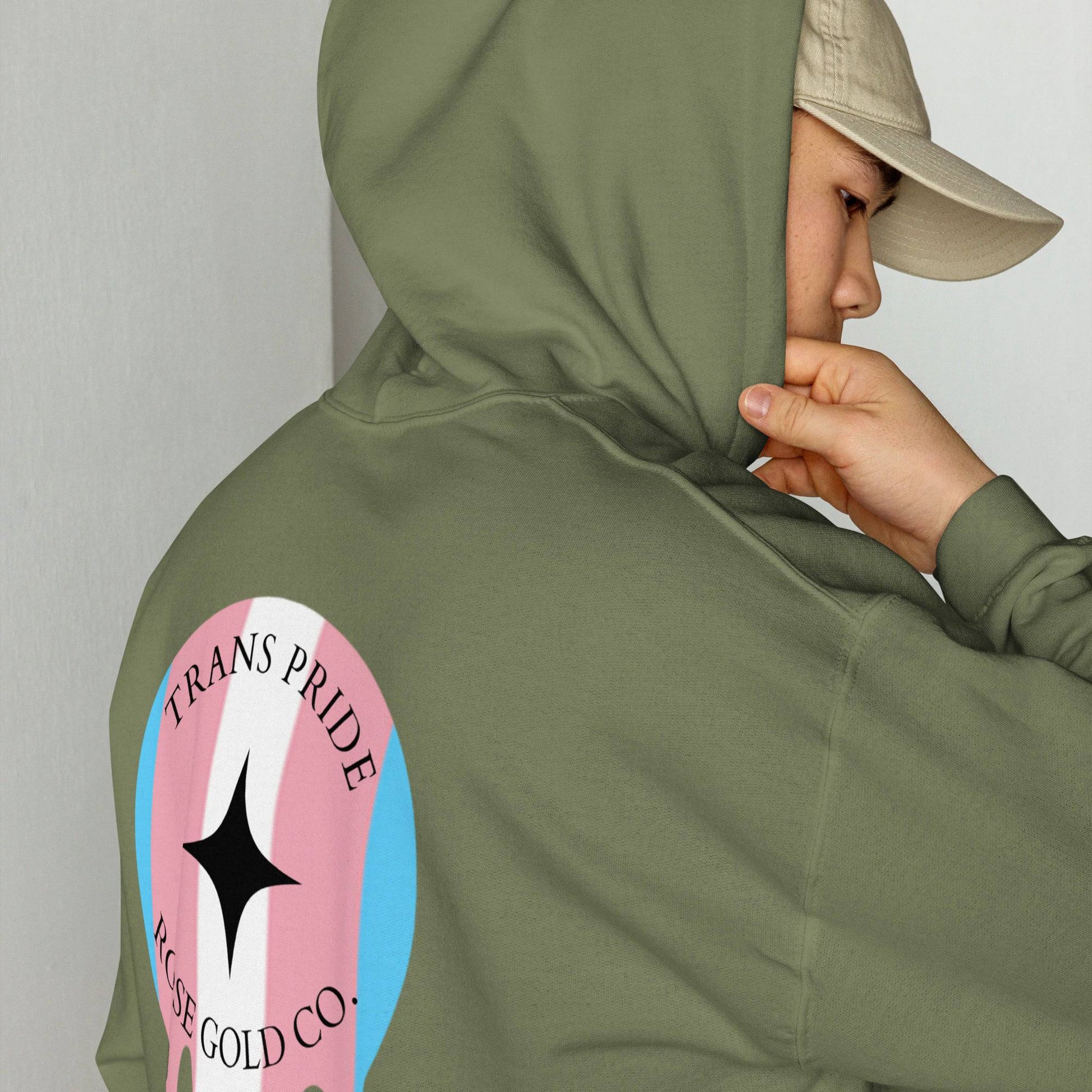 Premium Melting Trans Pride Embroidered Hoodie - Rose Gold Co. Shop