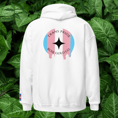 Premium Melting Trans Pride Embroidered Hoodie - Rose Gold Co. Shop