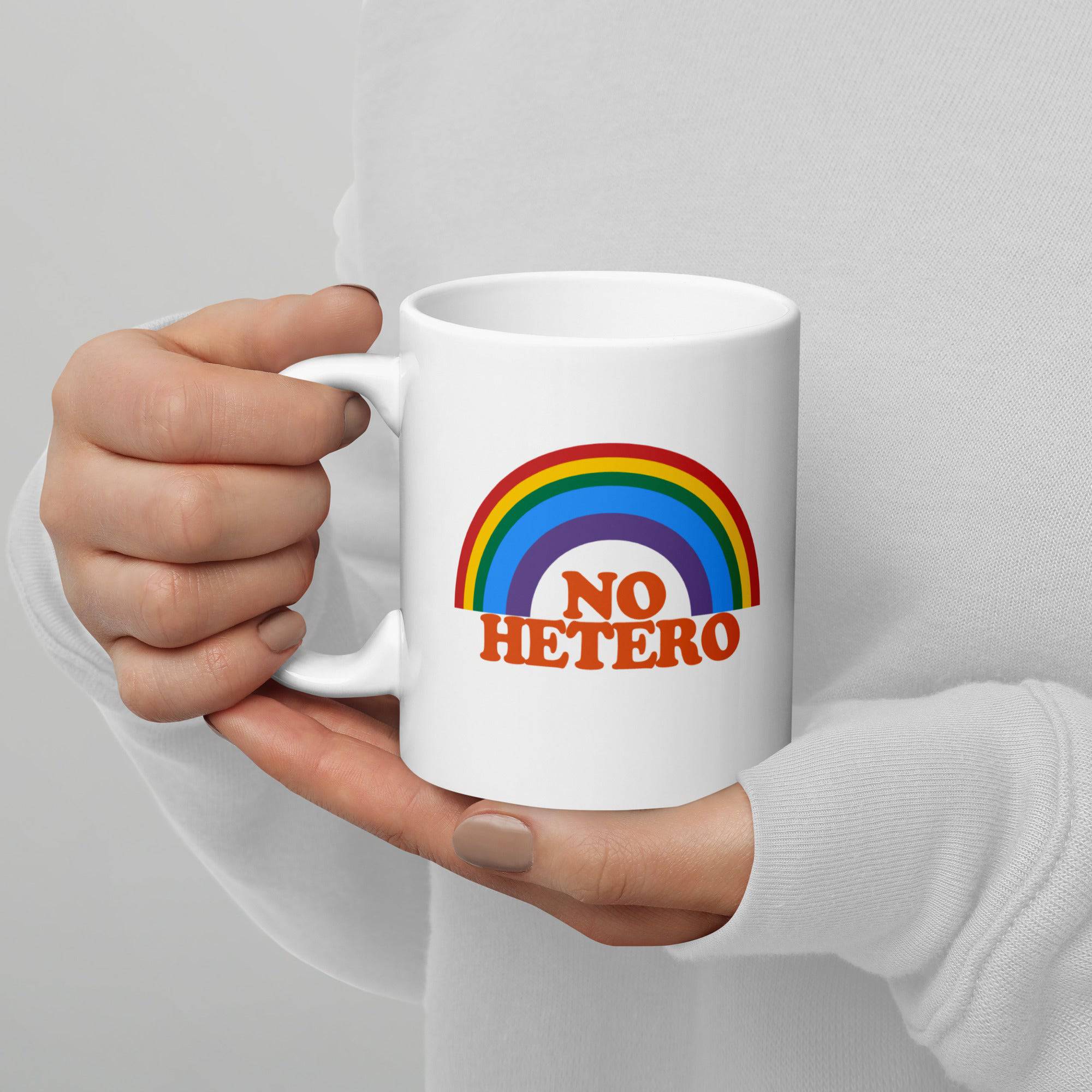 No Hetro White glossy mug