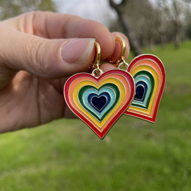 Rainbow on sale heart earrings