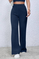 Basic Bae Full Size Ribbed High Waist Flare Pants - Rose Gold Co. Shop