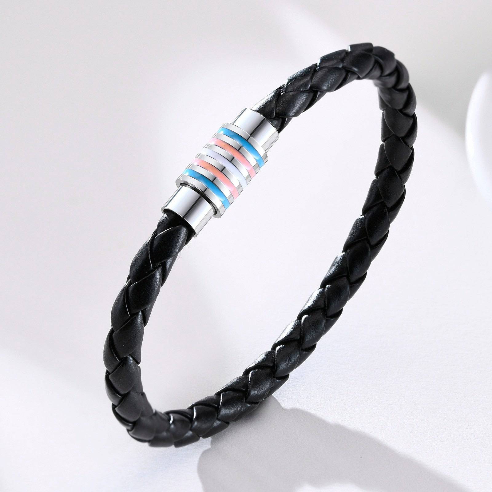 Trans Pride Stainless Steel Bike Chain Bracelet